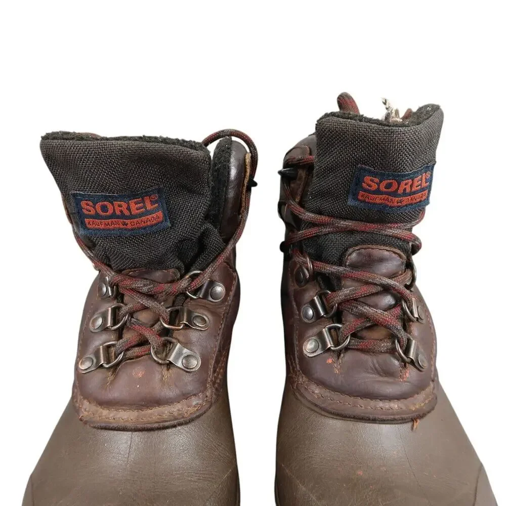 Sorel Shoes Womens 7 Boot Winter Snow Vintage Kaufman Leather Lace Up Lined Warm